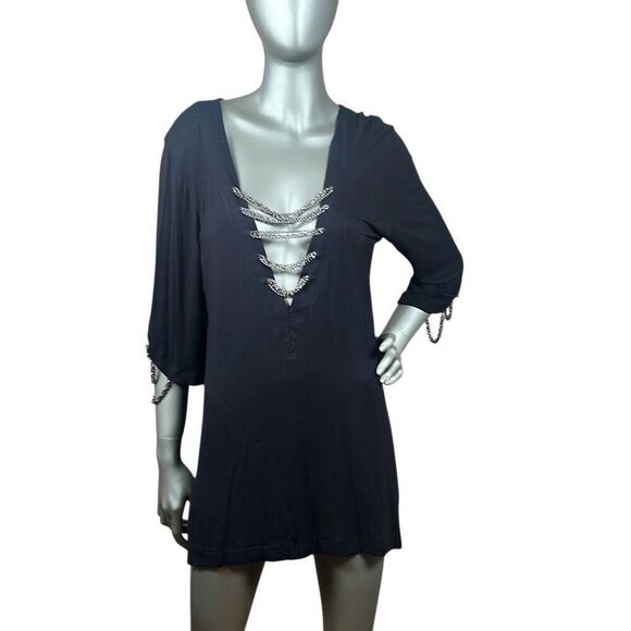 Beach Bunny Black Chain Detail Tunic Cover-Up Dress Size M (033) - Picture 1 of 10
